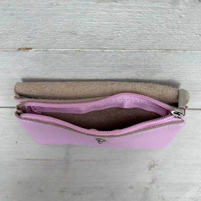 Real leather portemonnee lila
