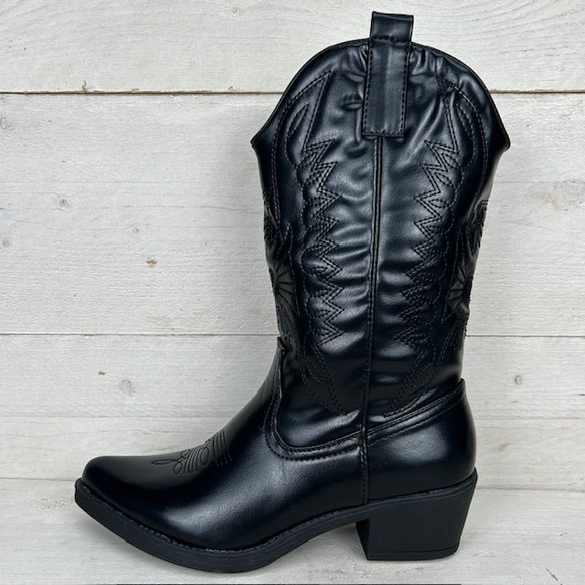 Gave leatherlook cowboylaars zwart