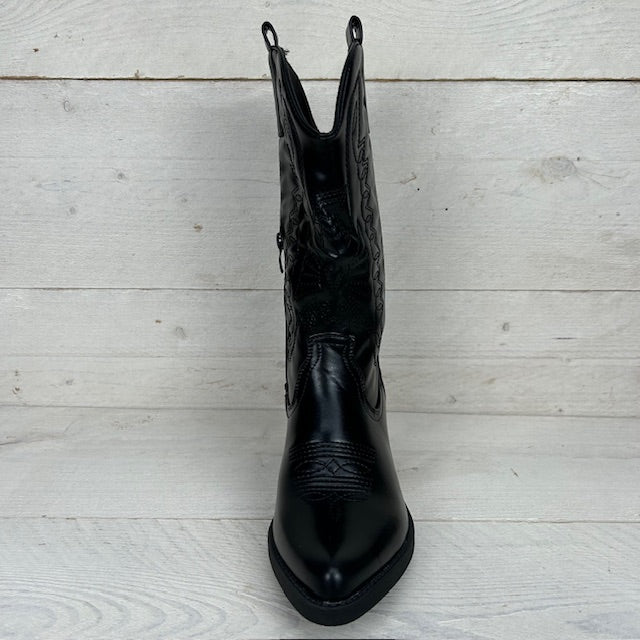 Gave leatherlook cowboylaars zwart