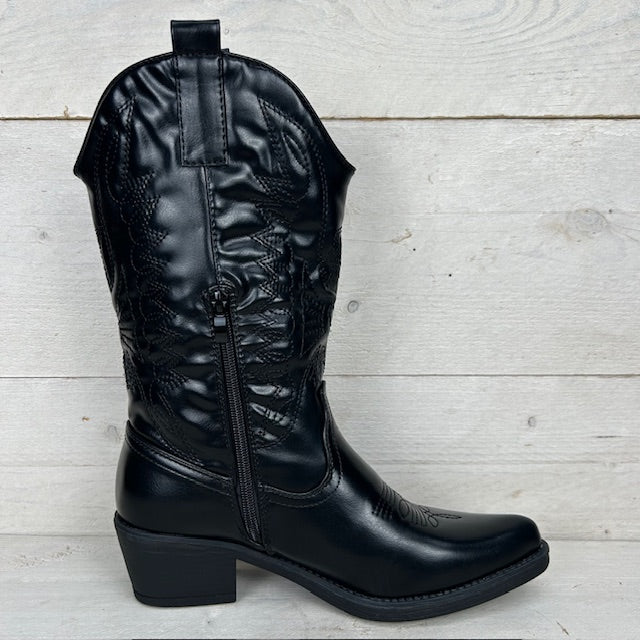 Gave leatherlook cowboylaars zwart