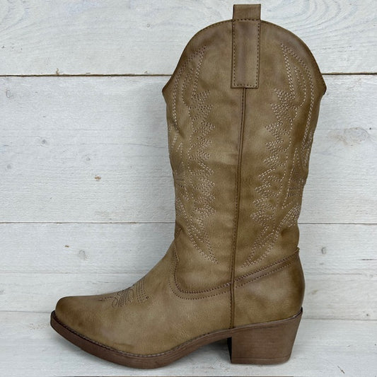 Gave leatherlook cowboylaars khaki