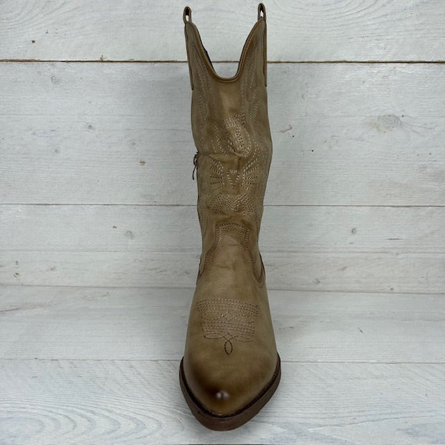 Gave leatherlook cowboylaars khaki