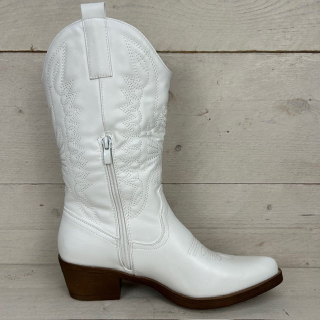 Gave leatherlook cowboylaars wit