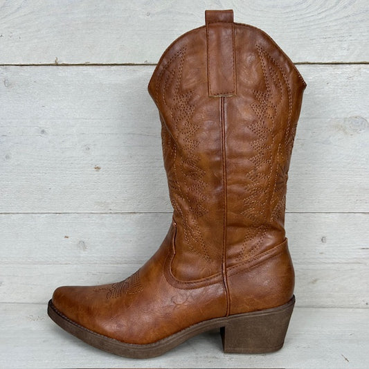 Gave leatherlook cowboylaars camel