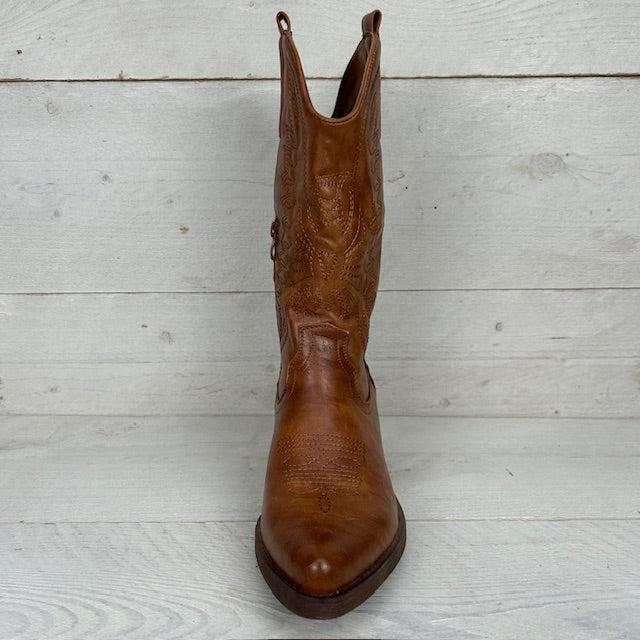 Gave leatherlook cowboylaars camel