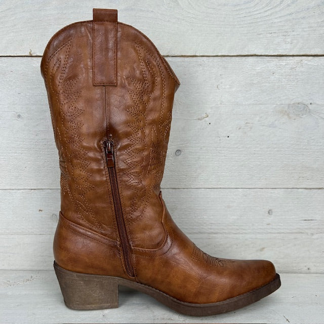 Gave leatherlook cowboylaars camel