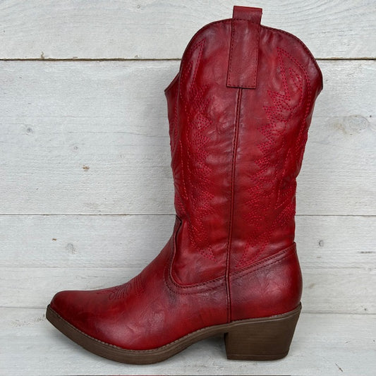 Gave leatherlook cowboylaars rood