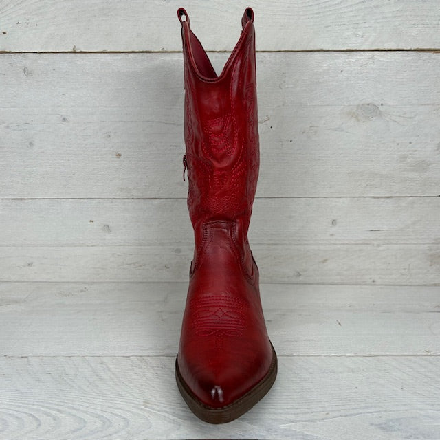 Gave leatherlook cowboylaars rood