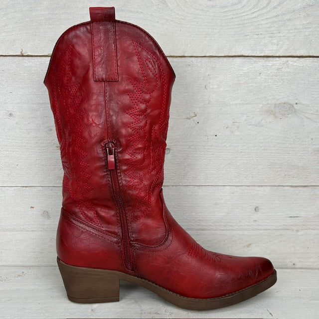 Gave leatherlook cowboylaars rood