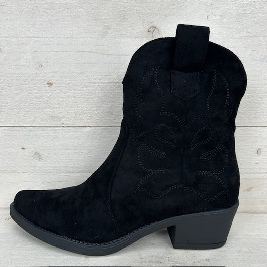 Suèdine cowboylaarsje zwart