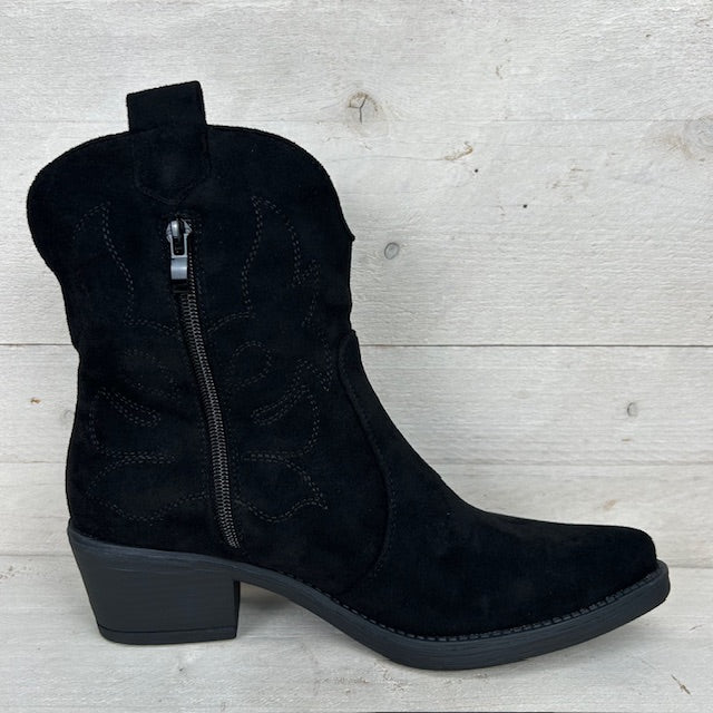 Suèdine cowboylaarsje zwart