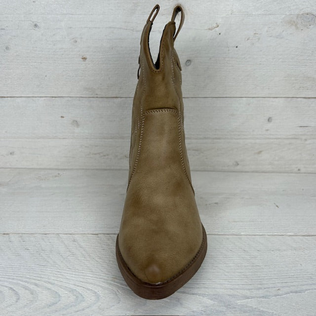 Leatherlook cowboylaarsje khaki