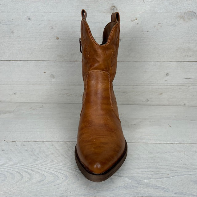 Leatherlook cowboylaarsje camel