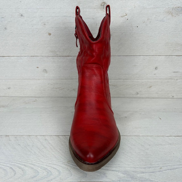 Leatherlook cowboylaarsje rood