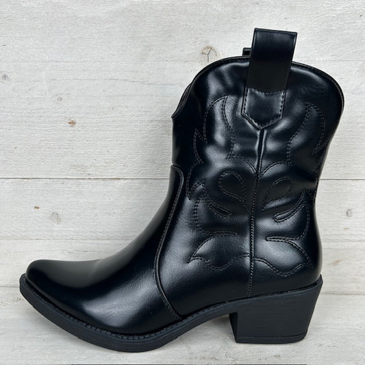 Leatherlook cowboylaarsje zwart