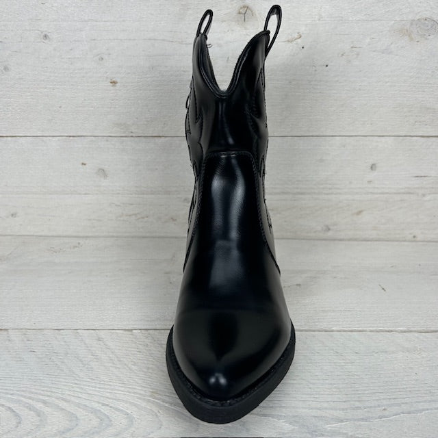Leatherlook cowboylaarsje zwart