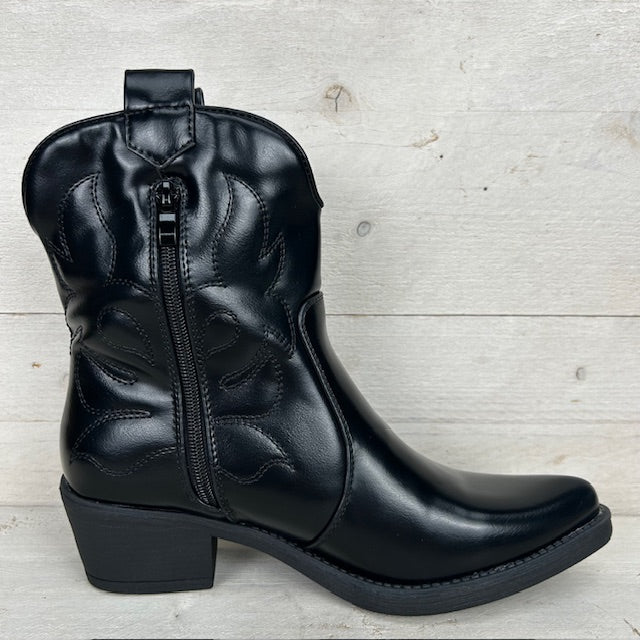 Leatherlook cowboylaarsje zwart