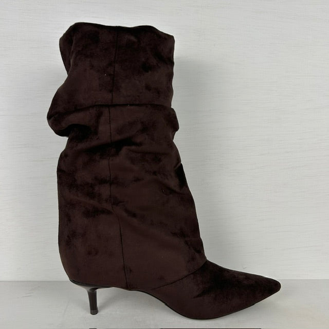 Slouchy laarzen met naaldhakje bruin