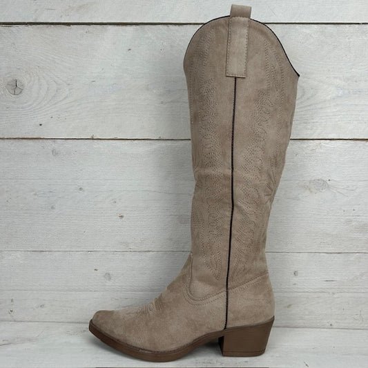 Gave hoge suèdine cowboylaars khaki