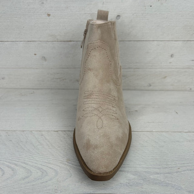 Cowboy enkellaarsje beige suède