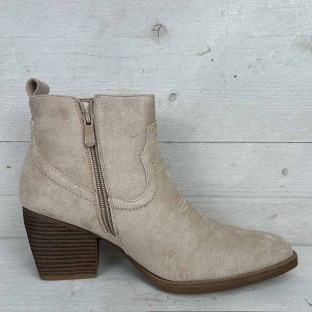 Cowboy enkellaarsje beige suède