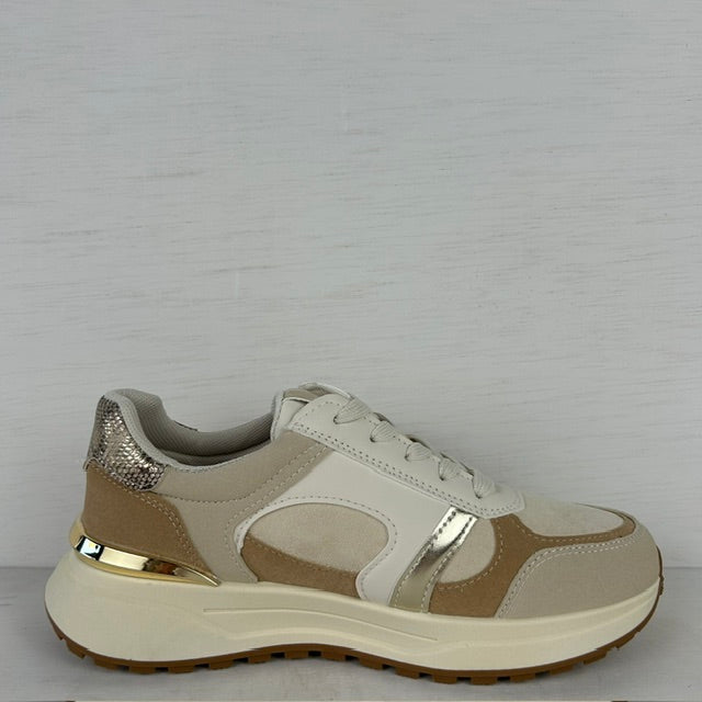 Casual sneakers met ritsje beige