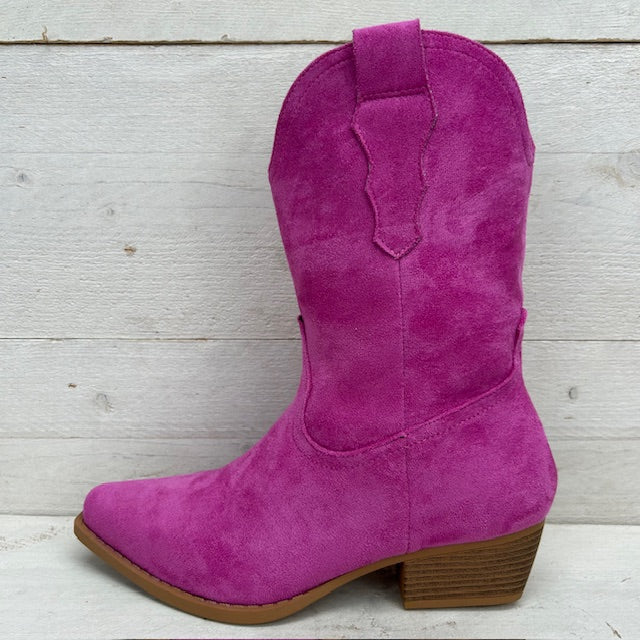 Basic suèdine cowboylaarzen fuchsia