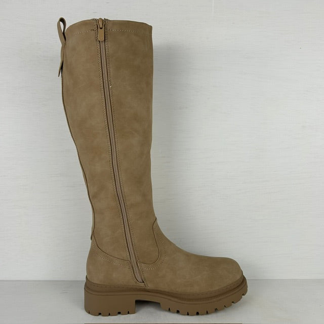 Gave leatherlook laarzen met stoere zool khaki