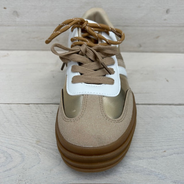Retro sneakers met leuke details goud