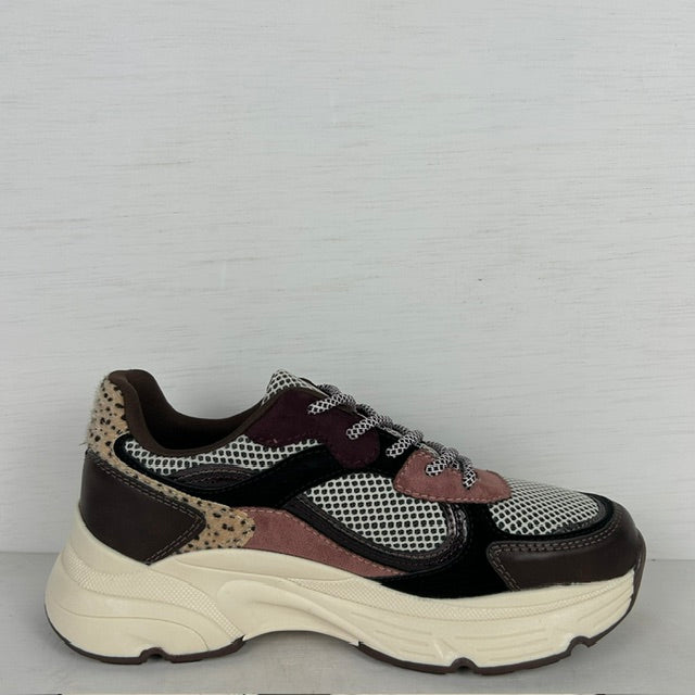 Posh by Poelman sneakers bordeaux with taupe combi