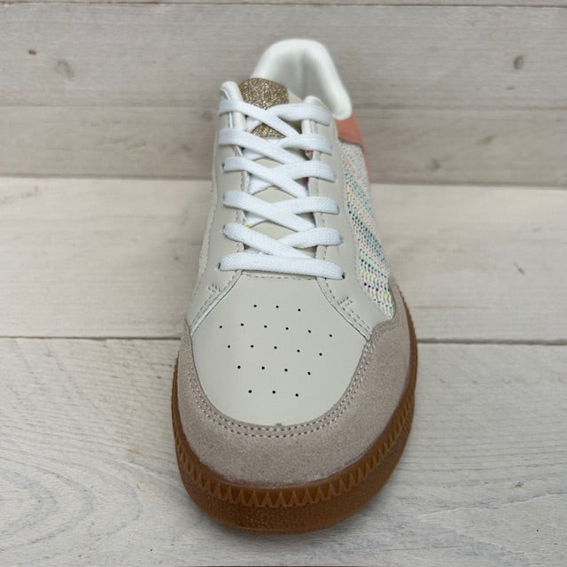 Retro sneakers met gevlochten motief roze