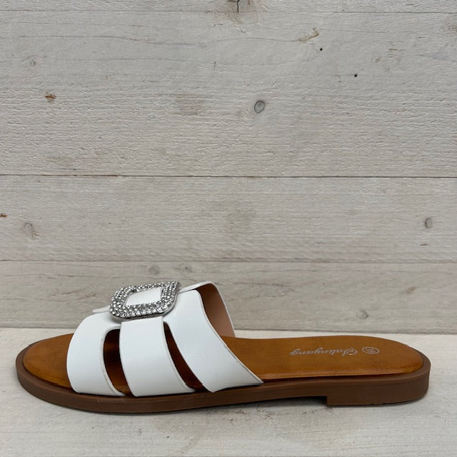 Slippers met shiny detail wit