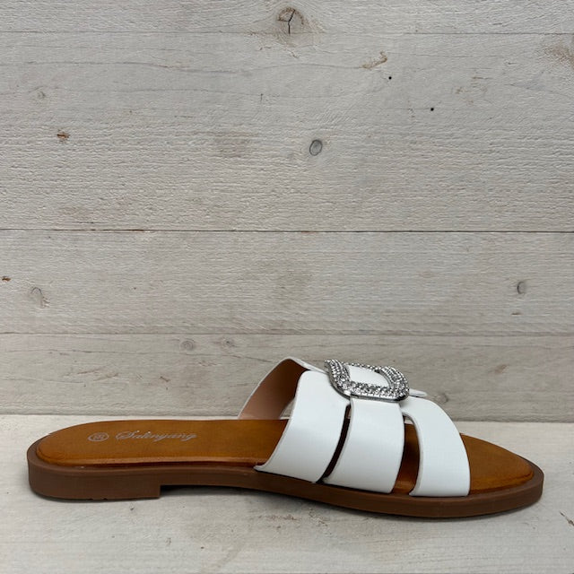 Slippers met shiny detail wit