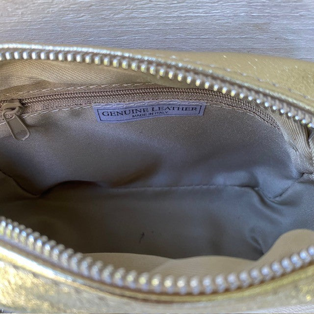 Leren schoudertasje Metallic Goud