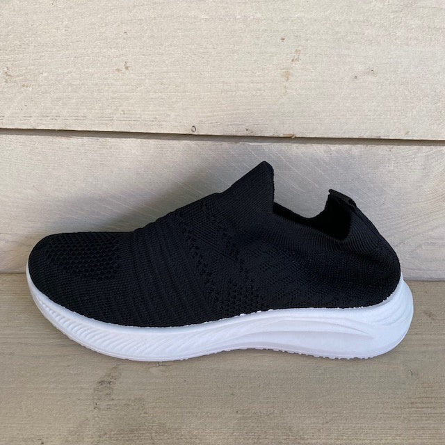 Instapsneakers zwart met leuk motief