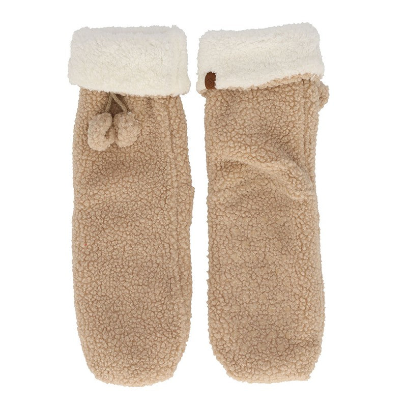 Huissokken teddy beige