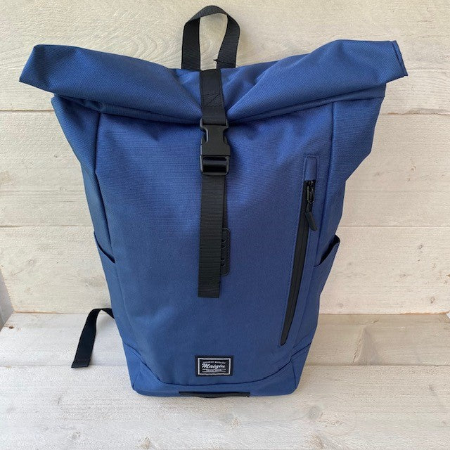 Rugtas met vouwrand blauw groot model 2