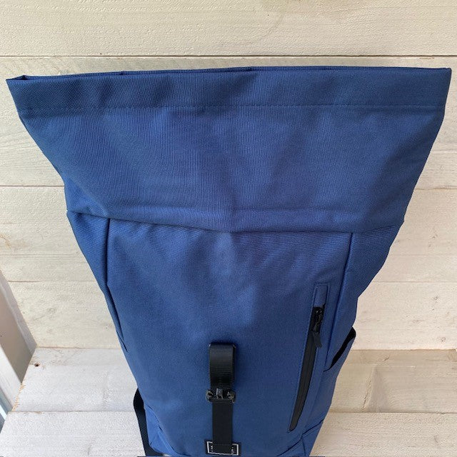 Rugtas met vouwrand blauw groot model 2