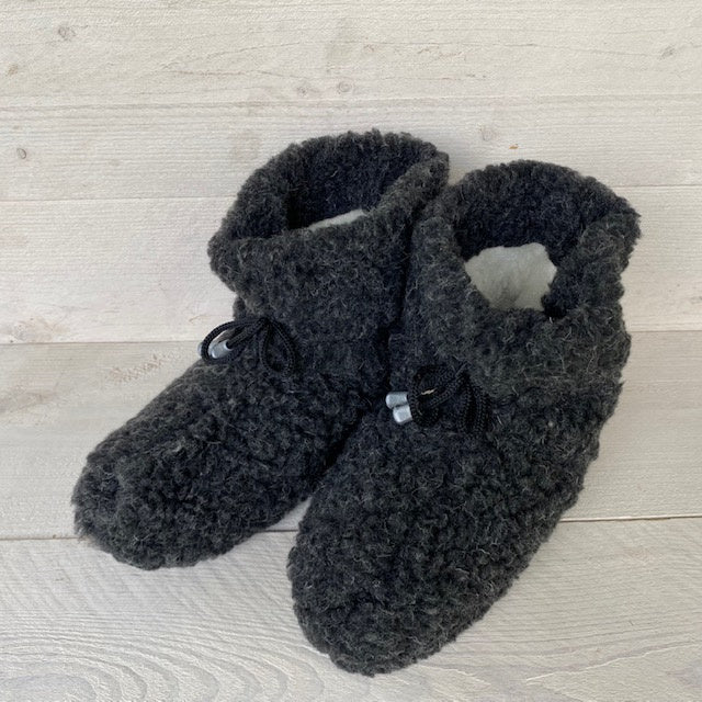 Schapenwol hoge slof grijs