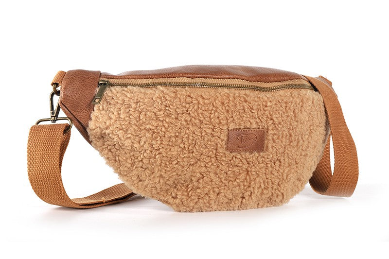 Camel teddy heuptasje / crossbody Bilund