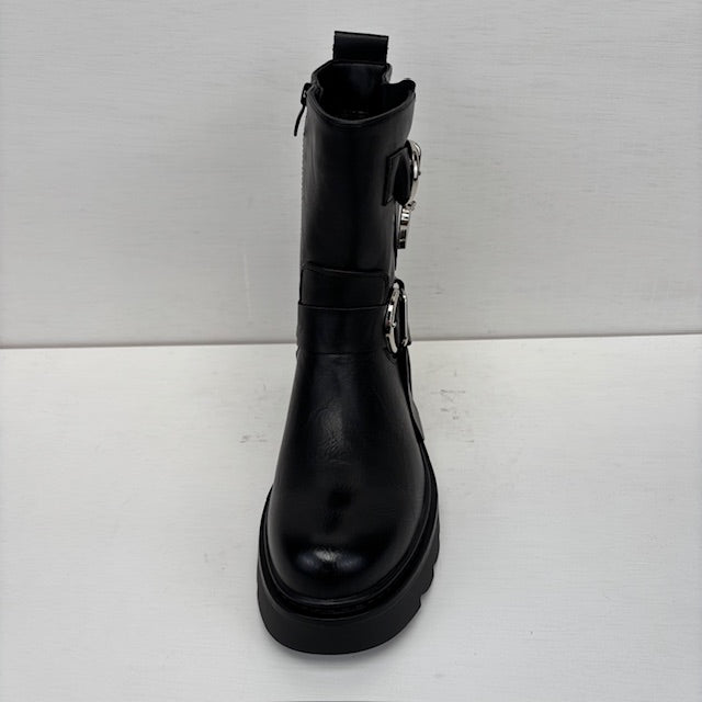 Stoere leatherlook boots zwart