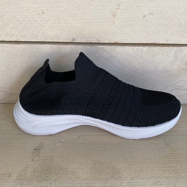Instapsneakers zwart met leuk motief