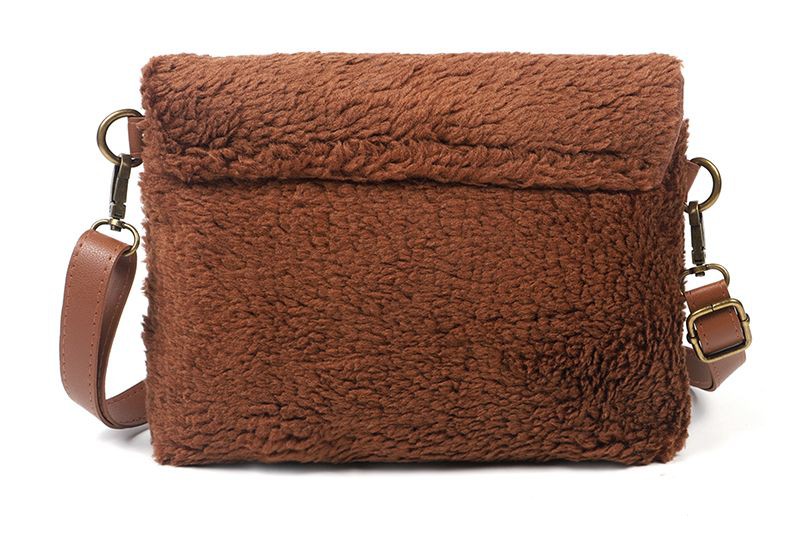 Dark Camel teddy schoudertasje / crossbody Bukti