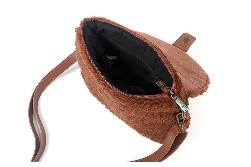 Dark Camel teddy schoudertasje / crossbody Bukti