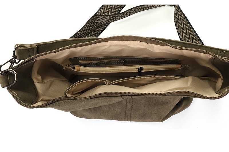 Dark green schoudertas Palma met lang geweven band
