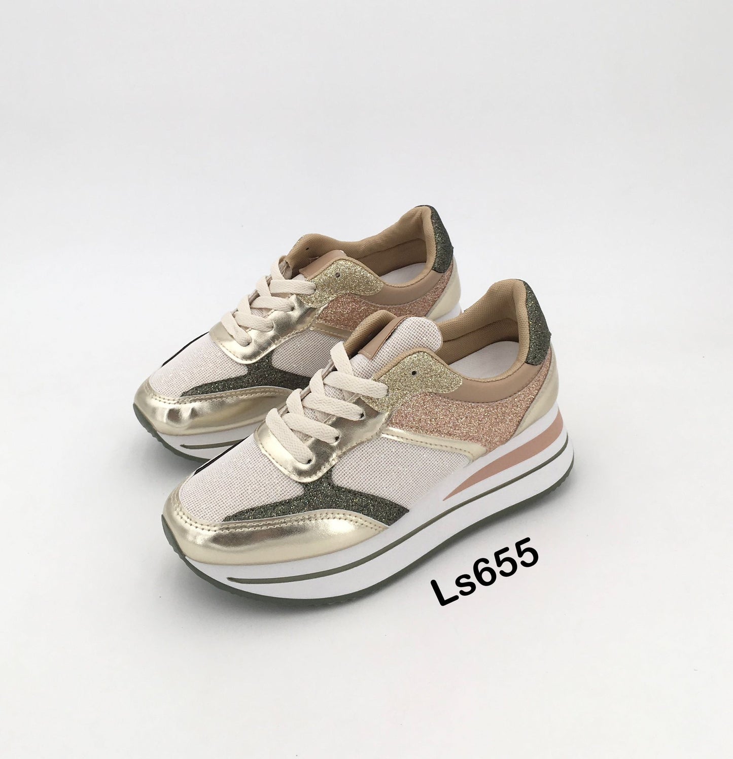 Shiny sneakers gold