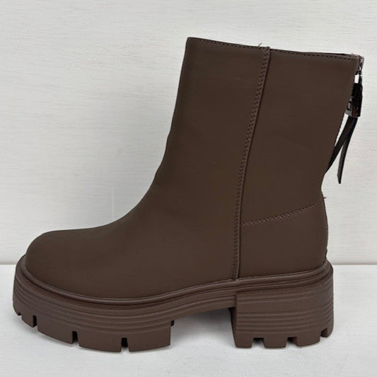 Lage leatherlook boots bruin