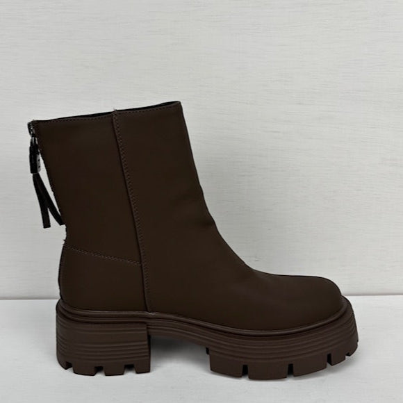 Lage leatherlook boots bruin
