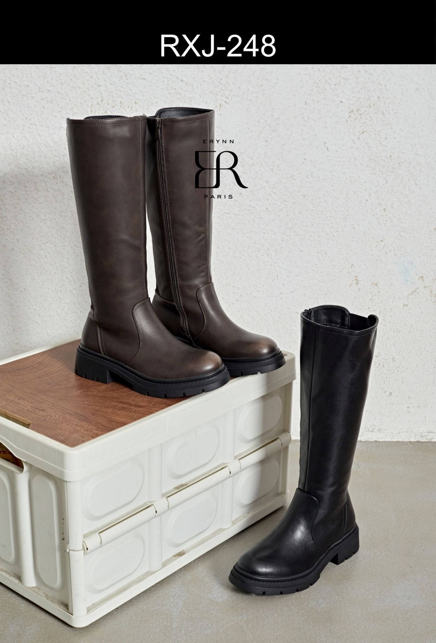 Hoge leatherlook laarzen met gave zool bruin