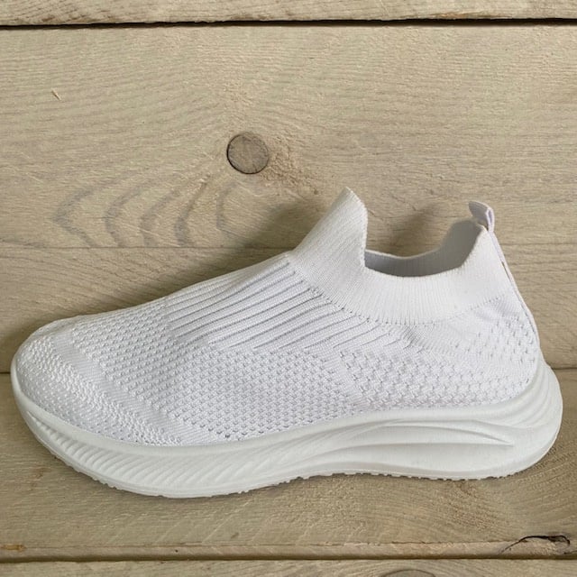 Sneaker wit met ribbelmotief